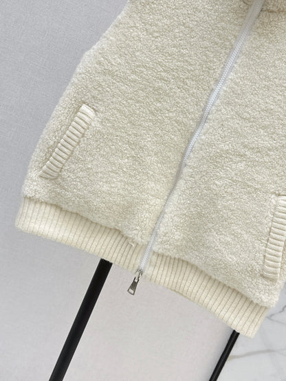 Lor 25 Stand collar lambswool double-faced down vest(WHITE/BROWN)