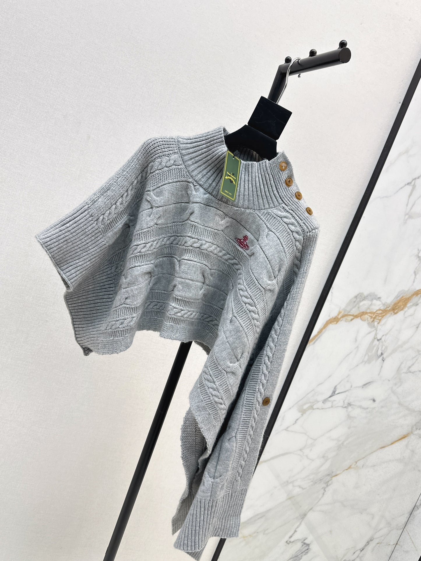 25fw stand collar wool cape(BEIGI/GRAY)