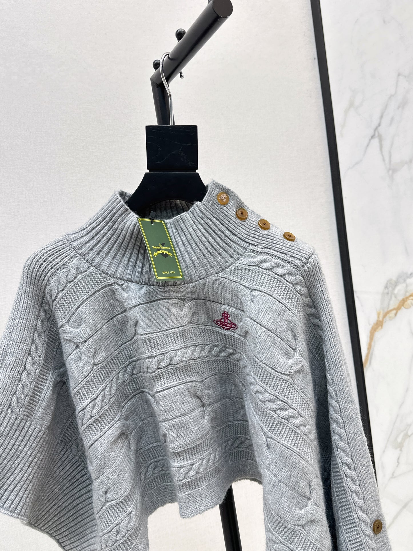 25fw stand collar wool cape(BEIGI/GRAY)