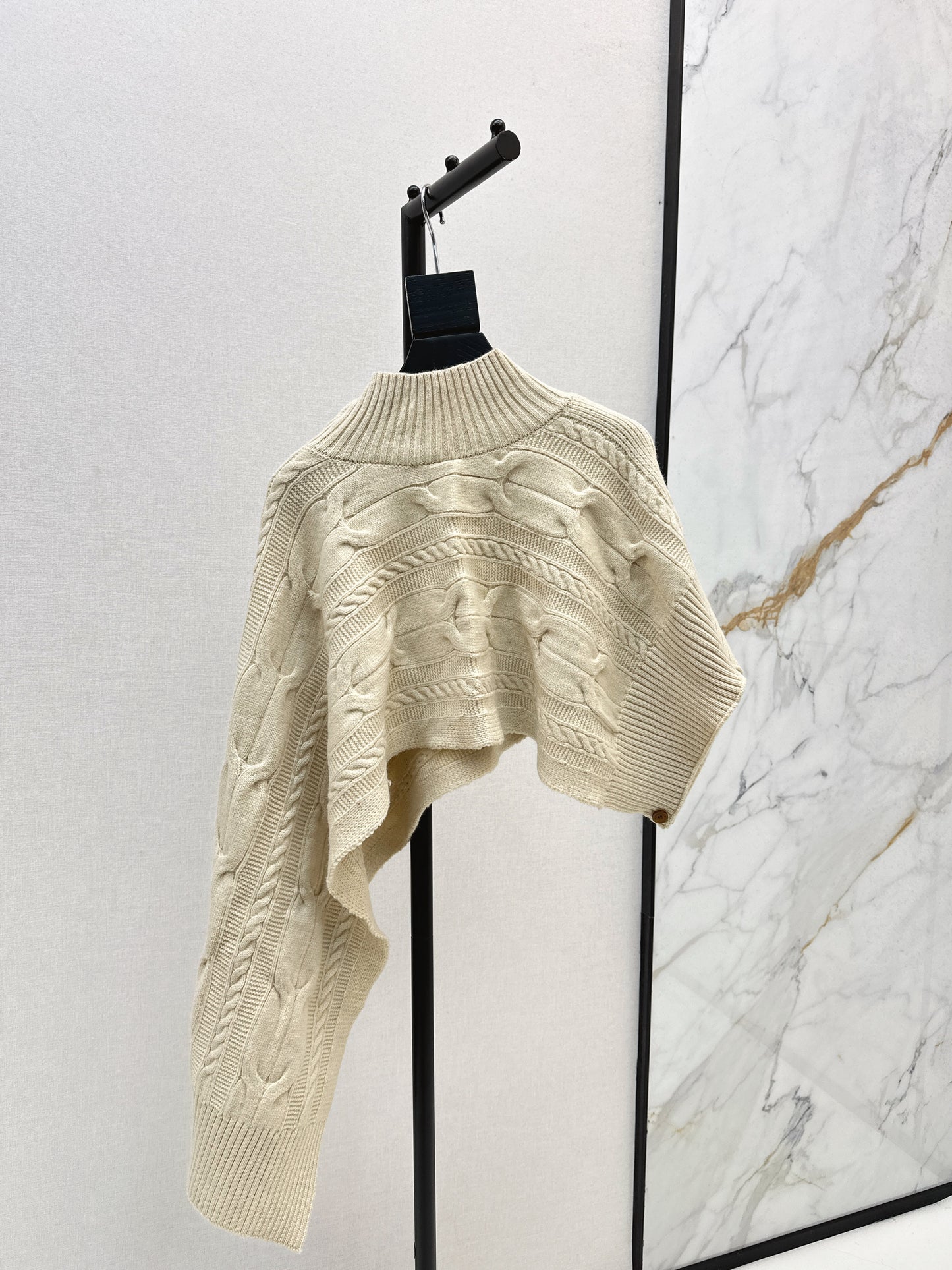 25fw stand collar wool cape(BEIGI/GRAY)
