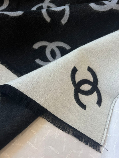 C 25 Large Logo Wool Shawl Scarf