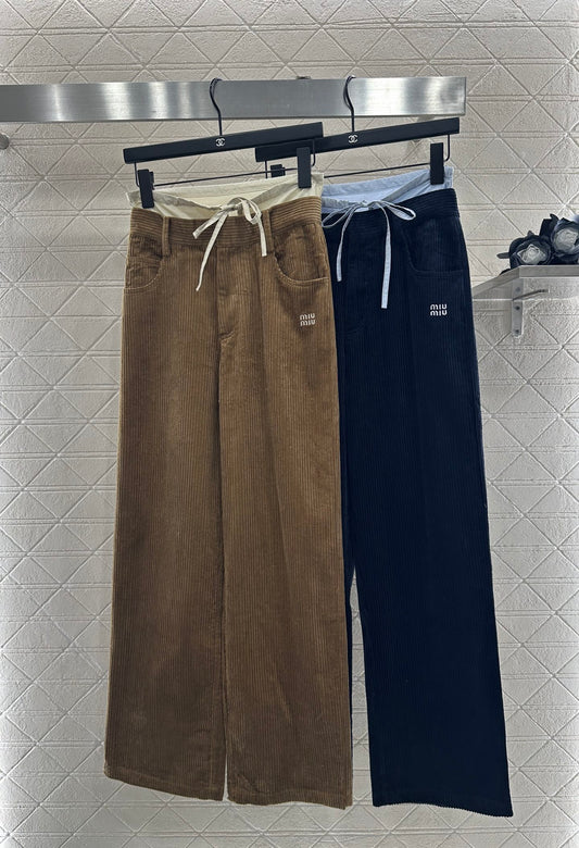 Mi 25 drawstring panel wide-leg trousers