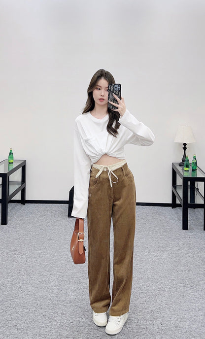 Mi 25 drawstring panel wide-leg trousers