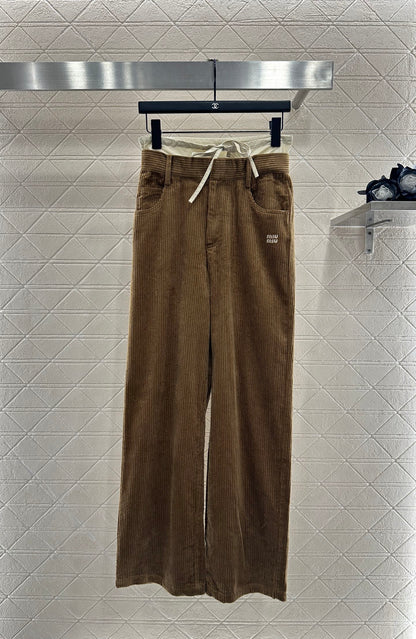 Mi 25 drawstring panel wide-leg trousers