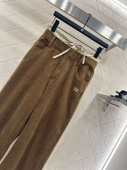 Mi 25 drawstring panel wide-leg trousers