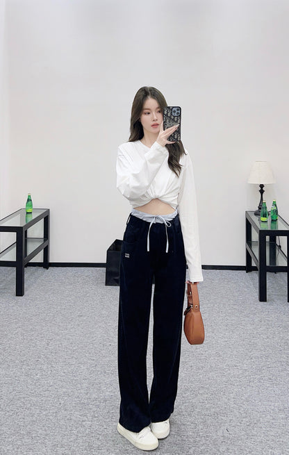 Mi 25 drawstring panel wide-leg trousers