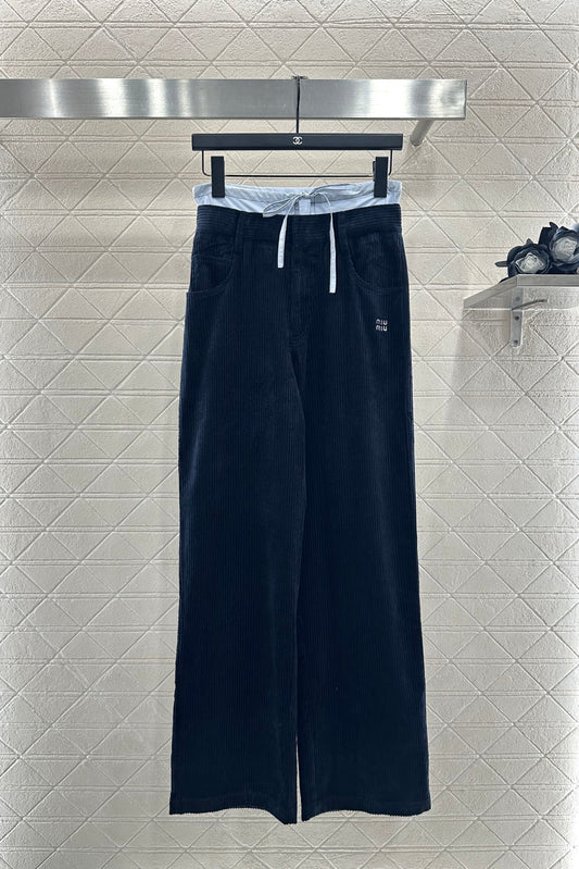 Mi 25 drawstring panel wide-leg trousers