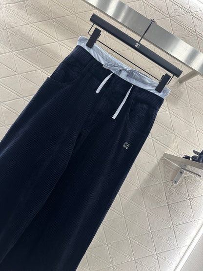 Mi 25 drawstring panel wide-leg trousers