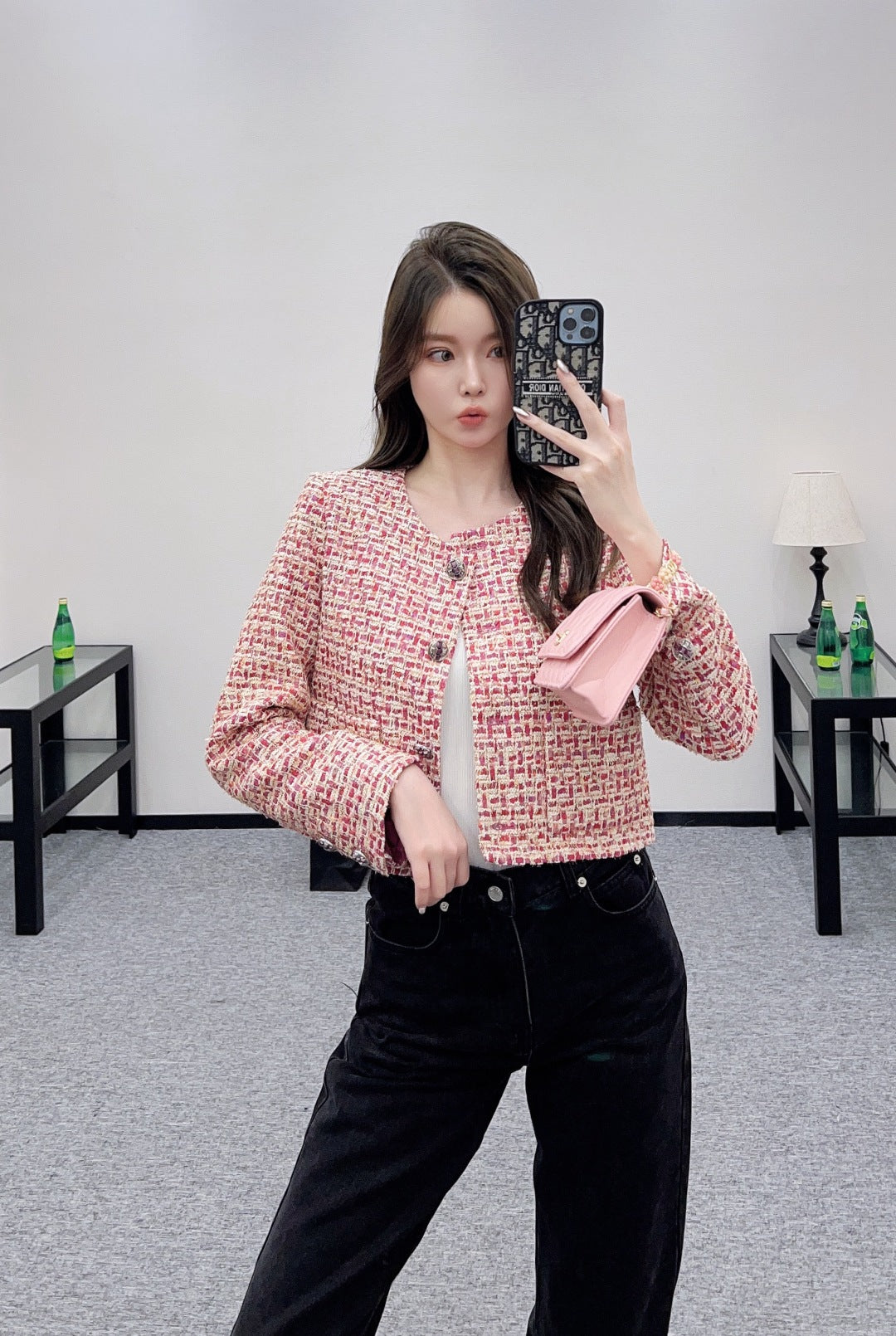 C 25 Woven Check Crew Neck Jacket
