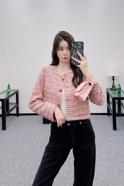 C 25 Woven Check Crew Neck Jacket