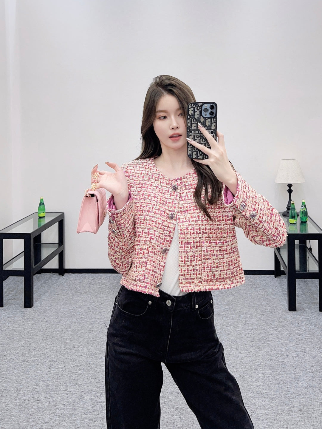 C 25 Woven Check Crew Neck Jacket