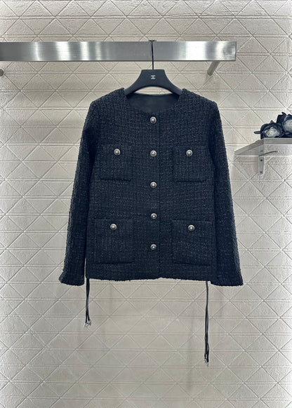 C 25 Round neck belted woven jacket (with belt)