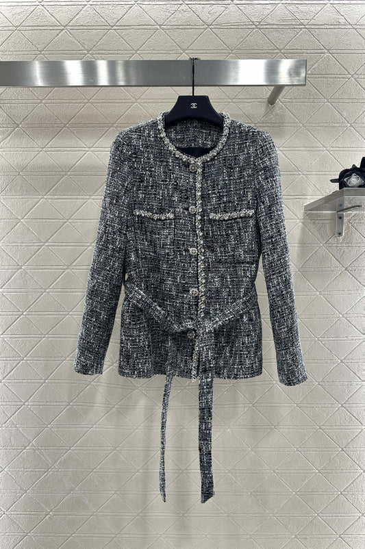 C 25 Crew neck beaded hem jacket