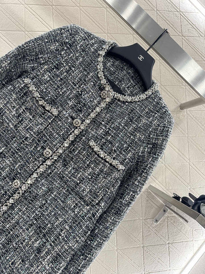 C 25 Crew neck beaded hem jacket