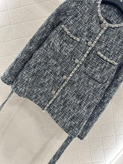 C 25 Crew neck beaded hem jacket