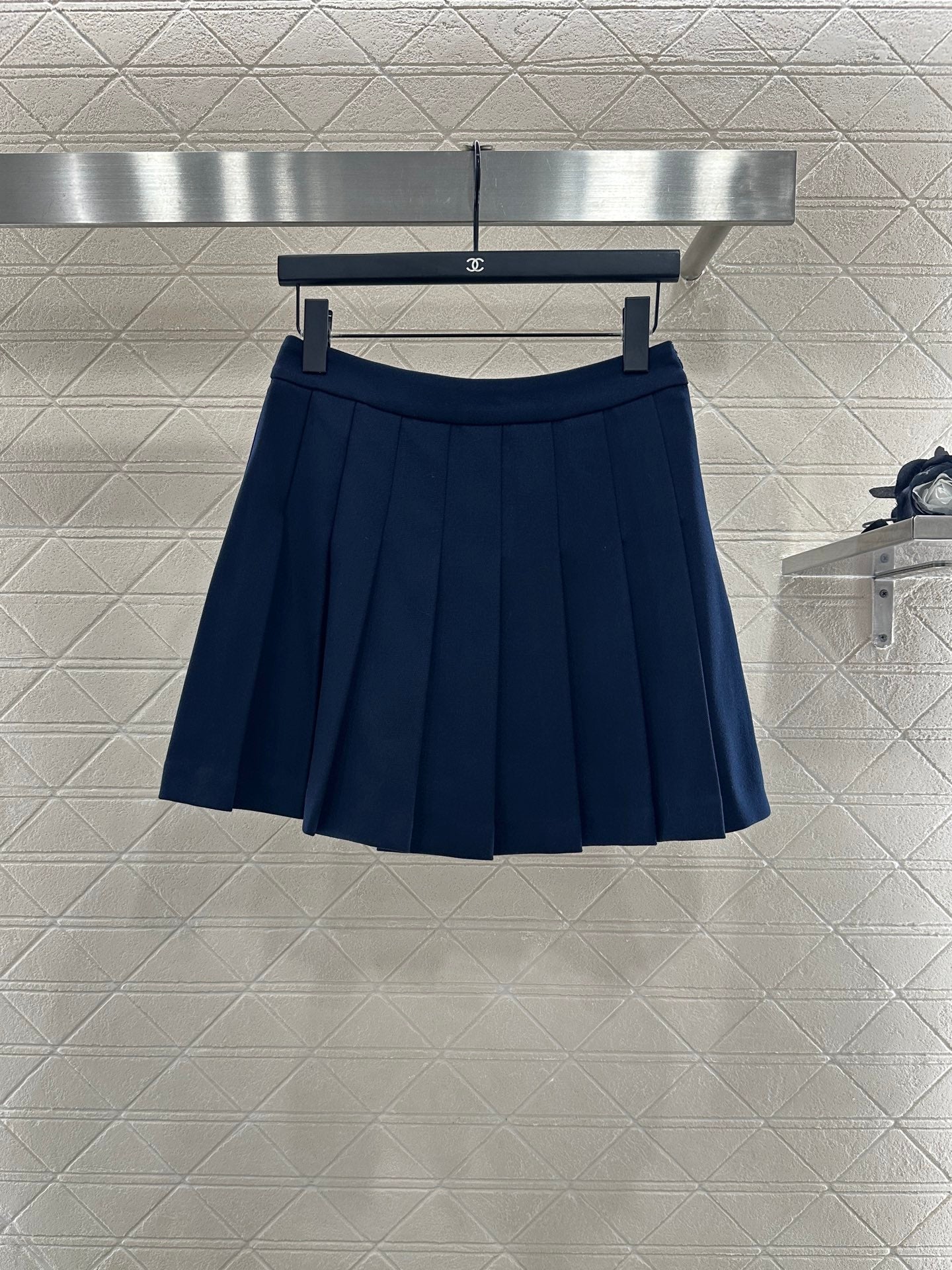 Y 25 Embroidered Baseball Jacket + Pleated Skirt Set (Brown/Navy)