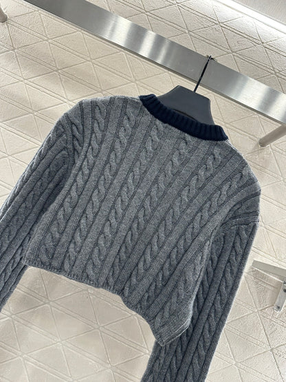 Mi 25 Fried Dough Twists knitting short pullover sweater