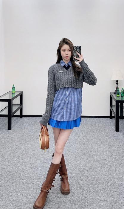 Mi 25 Fried Dough Twists knitting short pullover sweater