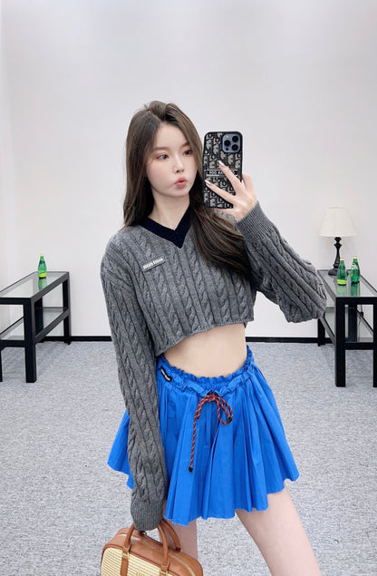 Mi 25 Fried Dough Twists knitting short pullover sweater
