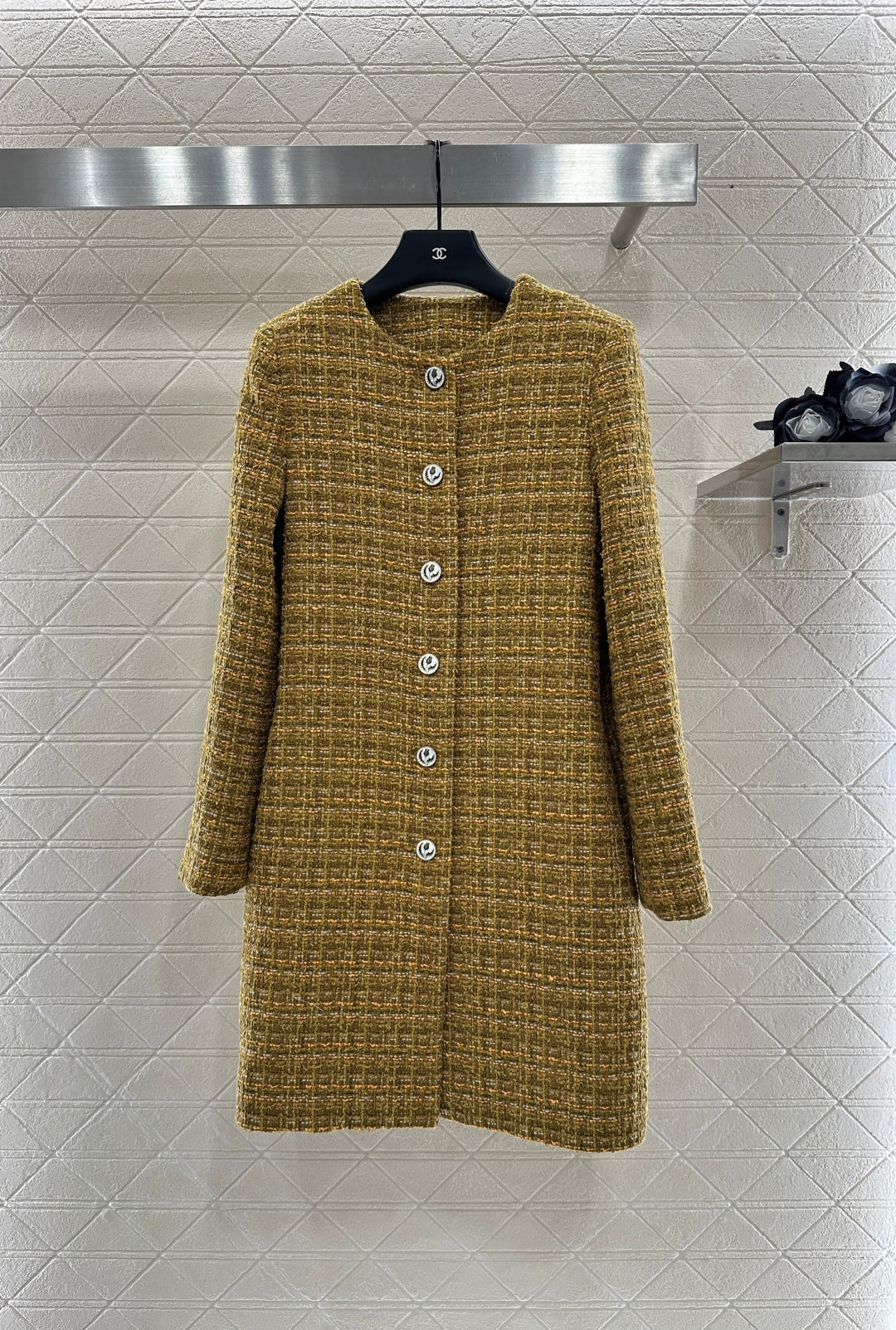 Lor 25 Woolen colored dot dress long coat