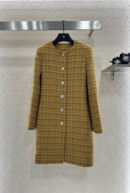 Lor 25 Woolen colored dot dress long coat
