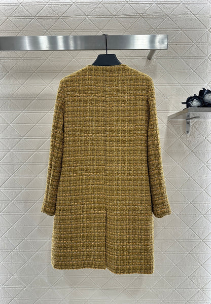 Lor 25 Woolen colored dot dress long coat