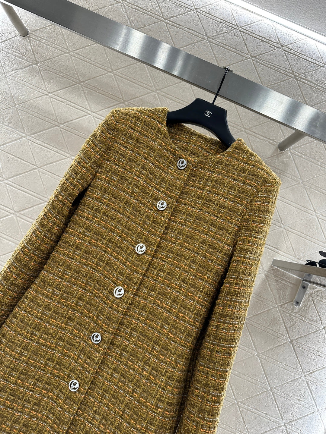 Lor 25 Woolen colored dot dress long coat