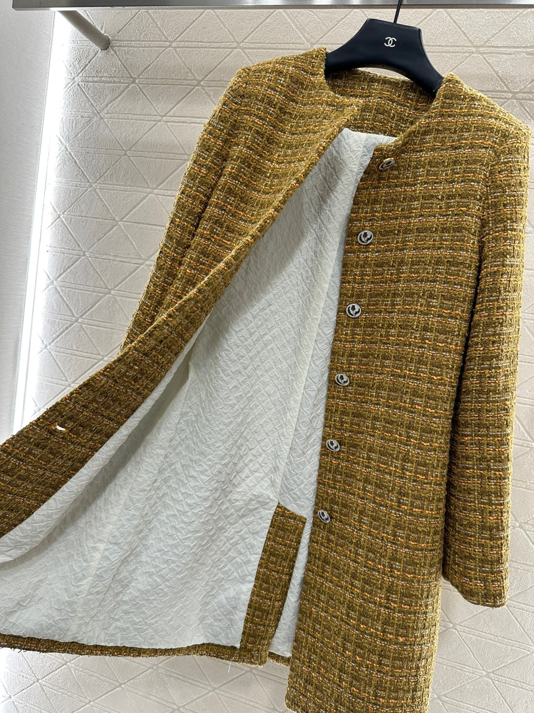 Lor 25 Woolen colored dot dress long coat
