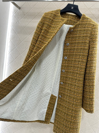 Lor 25 Woolen colored dot dress long coat
