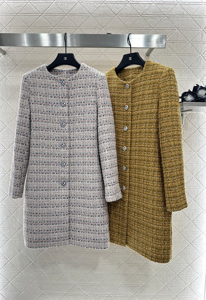 Lor 25 Woolen colored dot dress long coat
