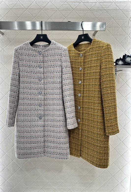 Lor 25 Woolen colored dot dress long coat