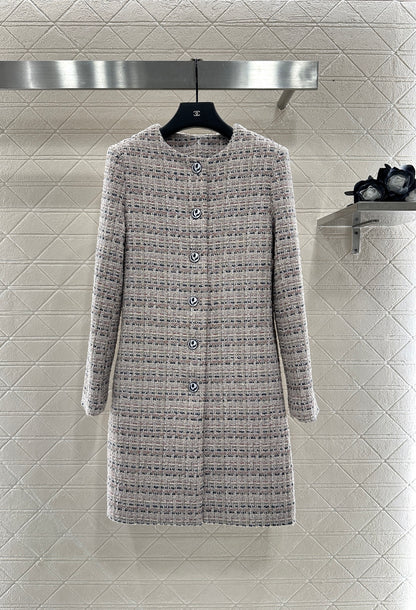 Lor 25 Woolen colored dot dress long coat