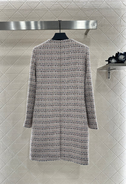 Lor 25 Woolen colored dot dress long coat
