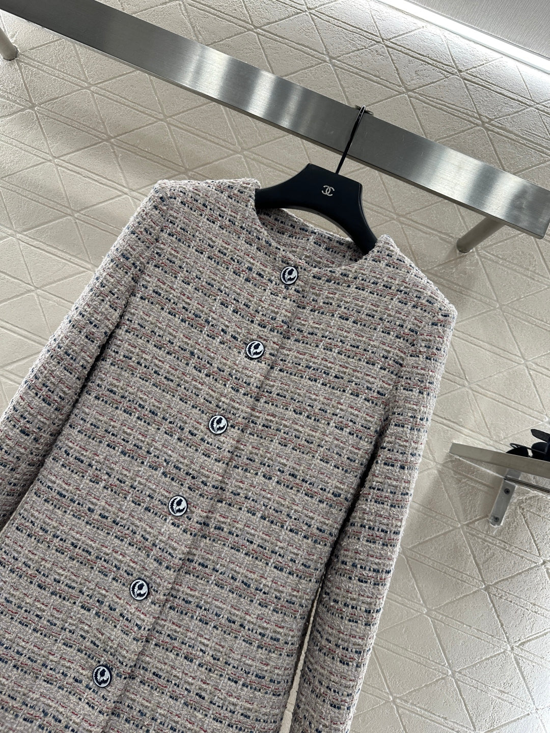 Lor 25 Woolen colored dot dress long coat