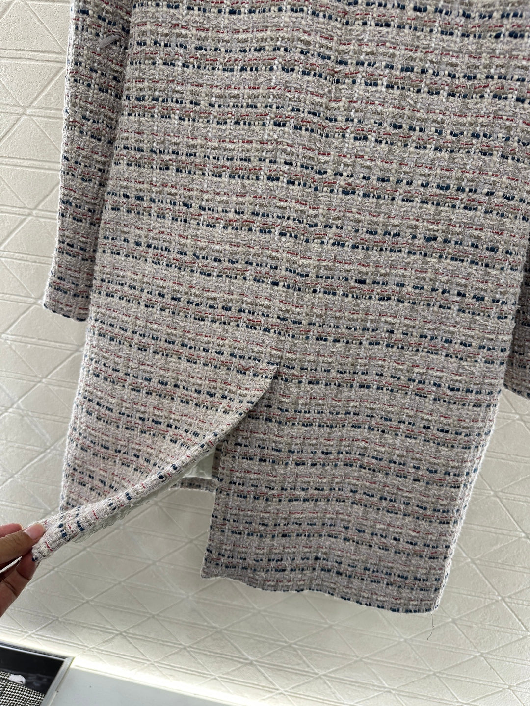Lor 25 Woolen colored dot dress long coat