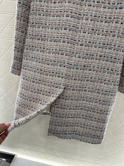 Lor 25 Woolen colored dot dress long coat