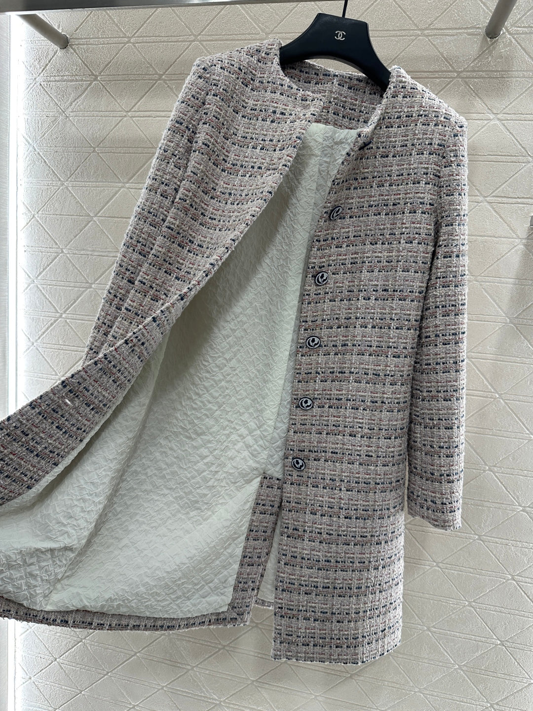 Lor 25 Woolen colored dot dress long coat