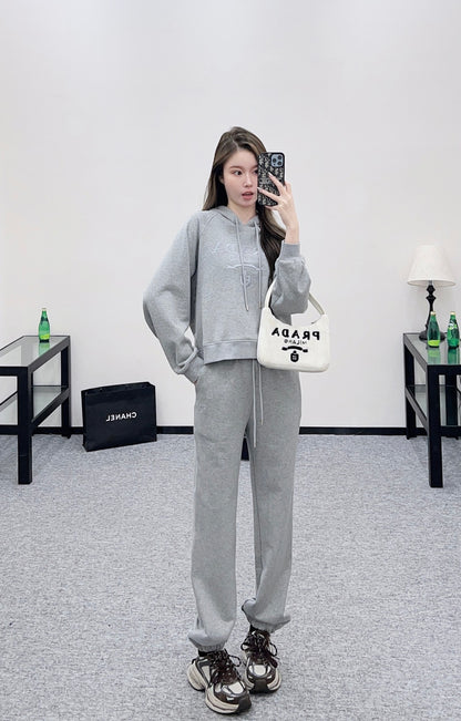Pr 25 Hooded letter hoodie, long pants, cotton suit
