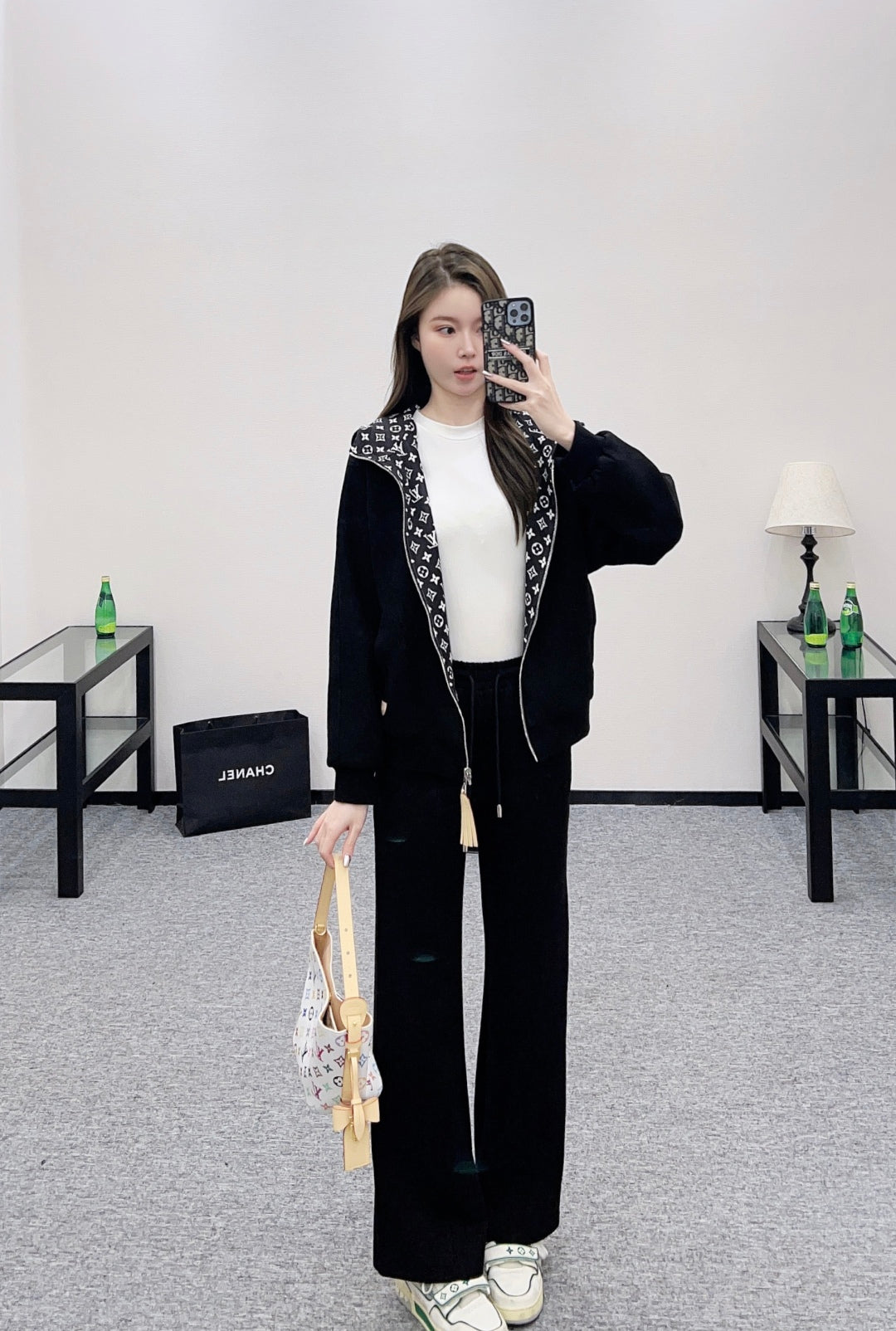 L 25 Double sided hooded jacket, long pants, cotton suit