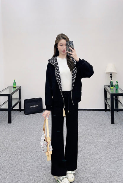 L 25 Double sided hooded jacket, long pants, cotton suit