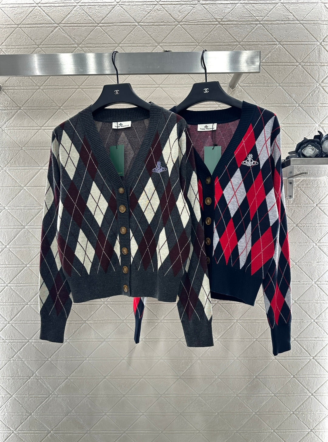 west 25 Lingge Jacquard Knitted Wool Cardigan