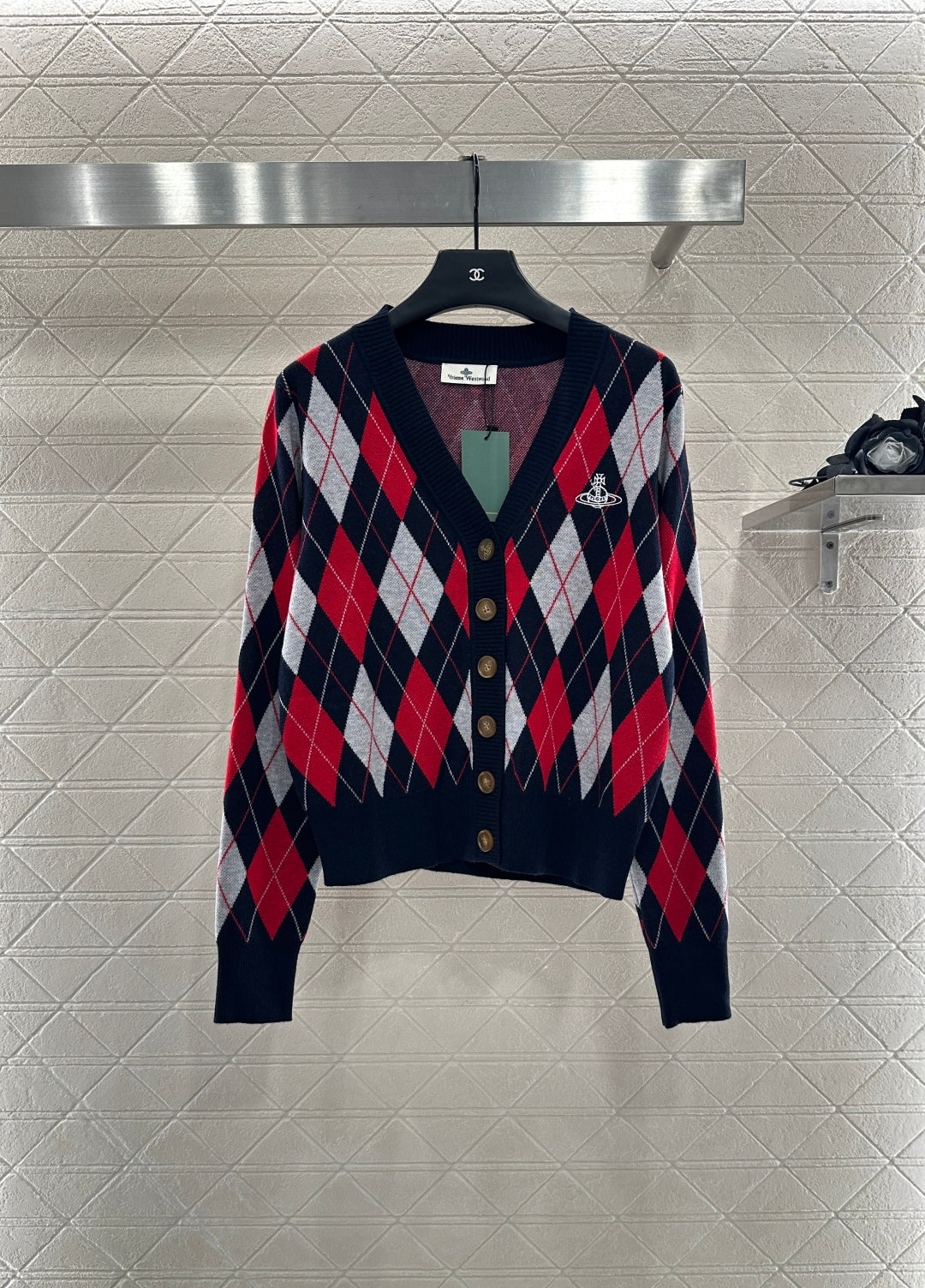 west 25 Lingge Jacquard Knitted Wool Cardigan