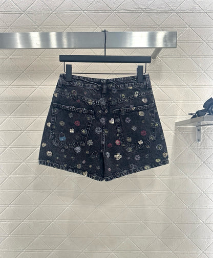 C 25 Laser printed denim shorts