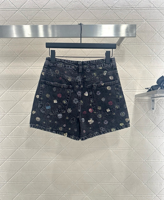 C 25 Laser printed denim shorts