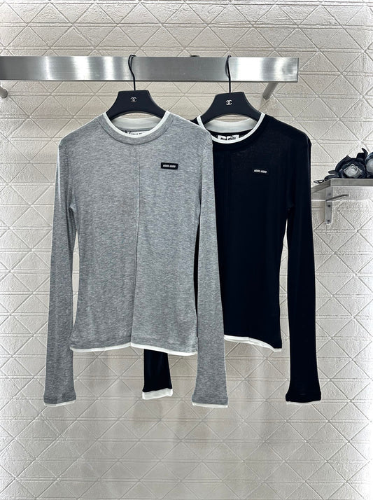 Mi 25 Fake two-piece round neck long sleeves
