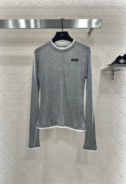 Mi 25 Fake two-piece round neck long sleeves