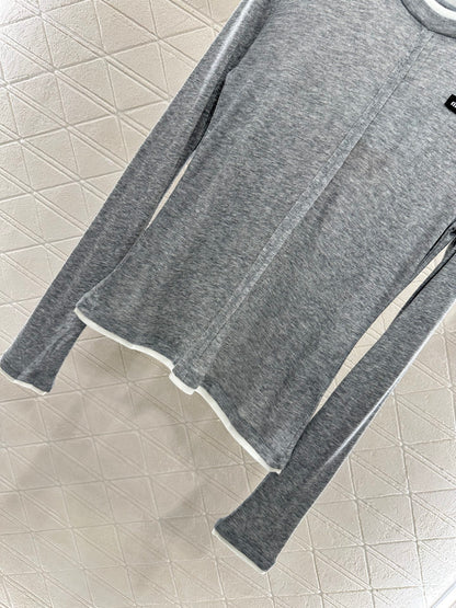 Mi 25 Fake two-piece round neck long sleeves