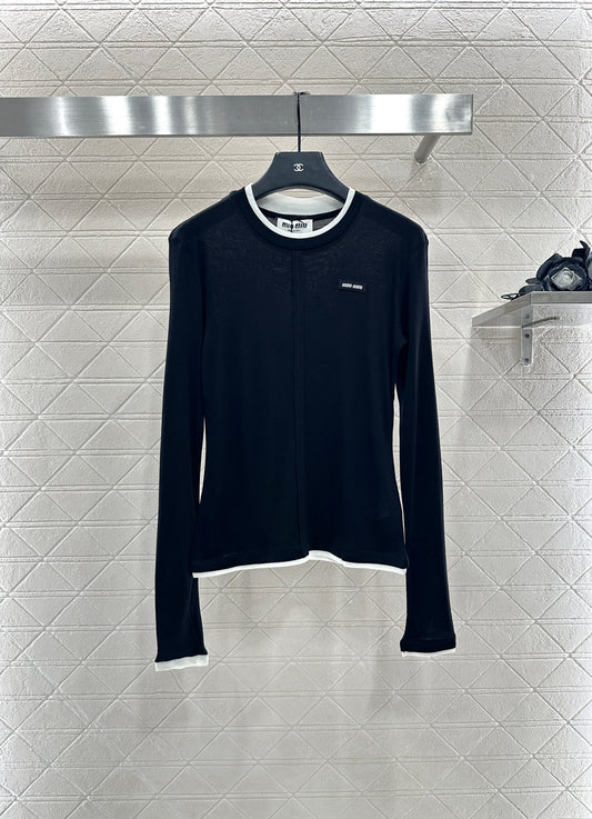 Mi 25 Fake two-piece round neck long sleeves