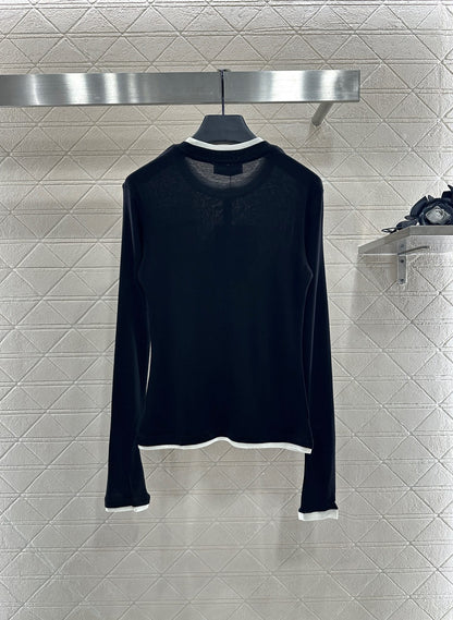 Mi 25 Fake two-piece round neck long sleeves
