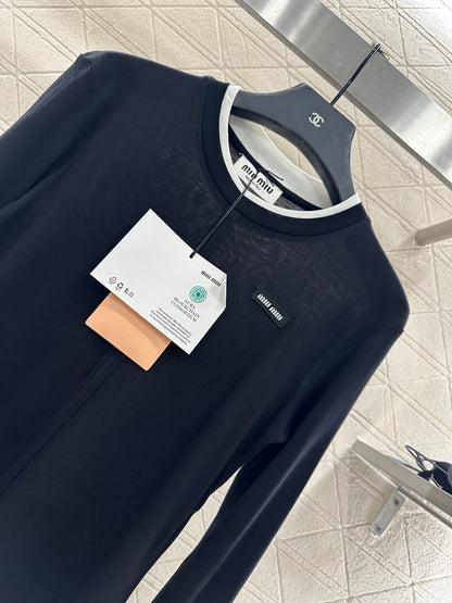 Mi 25 Fake two-piece round neck long sleeves